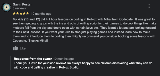 5 star testimonial